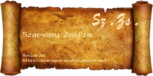 Szarvasy Zsófia névjegykártya